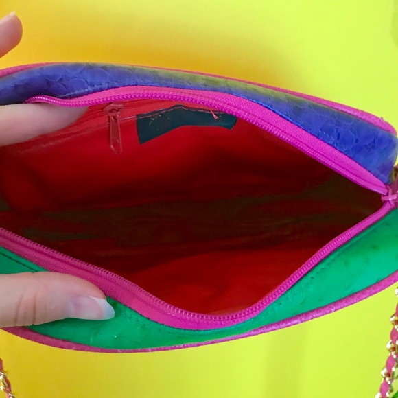 Vintage 90s color block quilted chain link purse - Picture 6 of 8